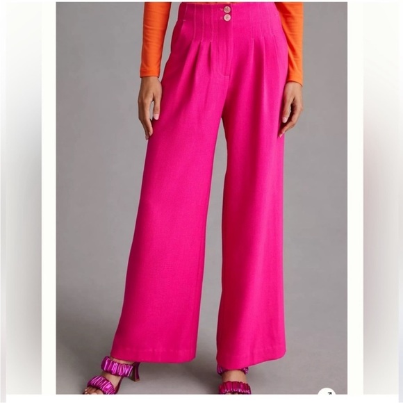 Anthropologie Pink Wide-Leg Pants - Picture 3 of 9